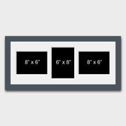 Multi Photo Picture Frame to hold 3 8" x 6" Mixed Photos in a Grey Wooden Frame - Multi Photo Frames